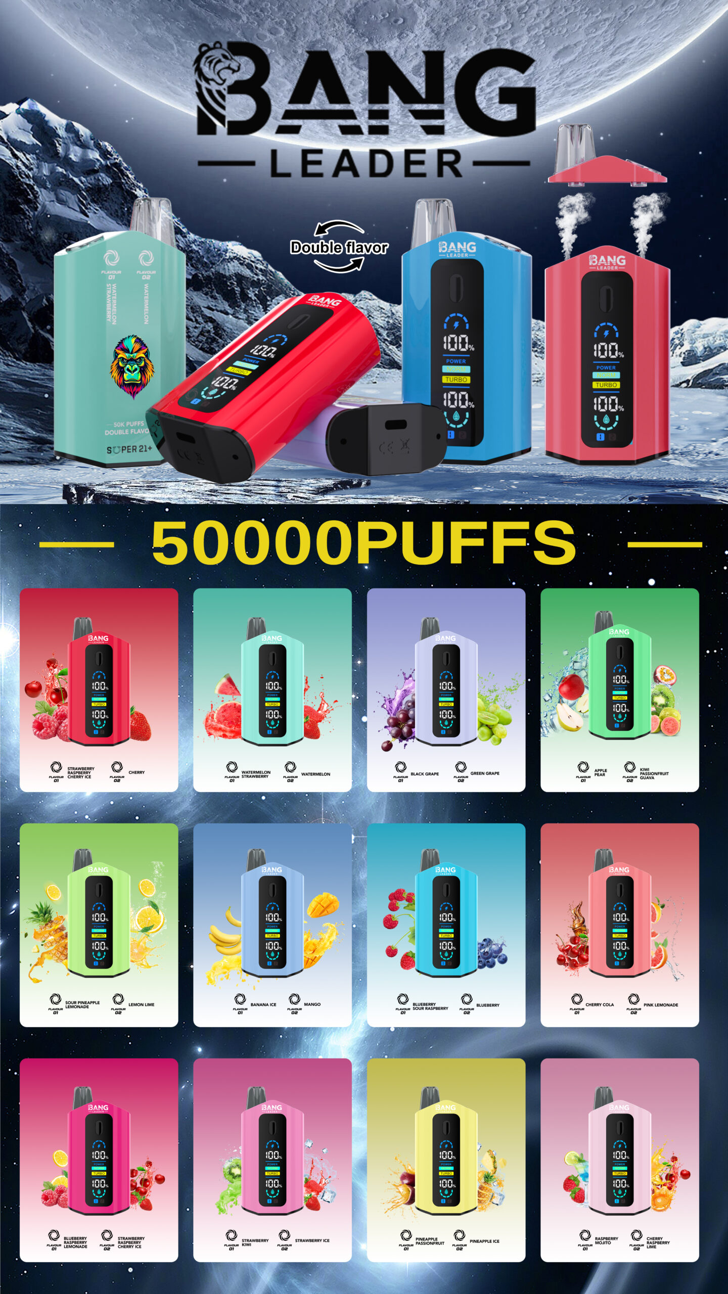Bang Leader 50K Dual Flavor Disposable Vape – 50,000 Puffs | 2-in-1 - Image 6