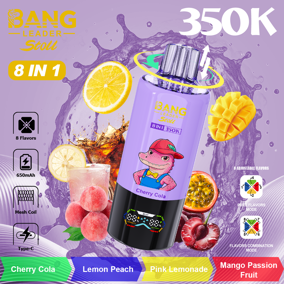 Bang Leader 350K Eight Flavor Disposable Vape – 350,000 Puffs | 8-in-1 - Image 3