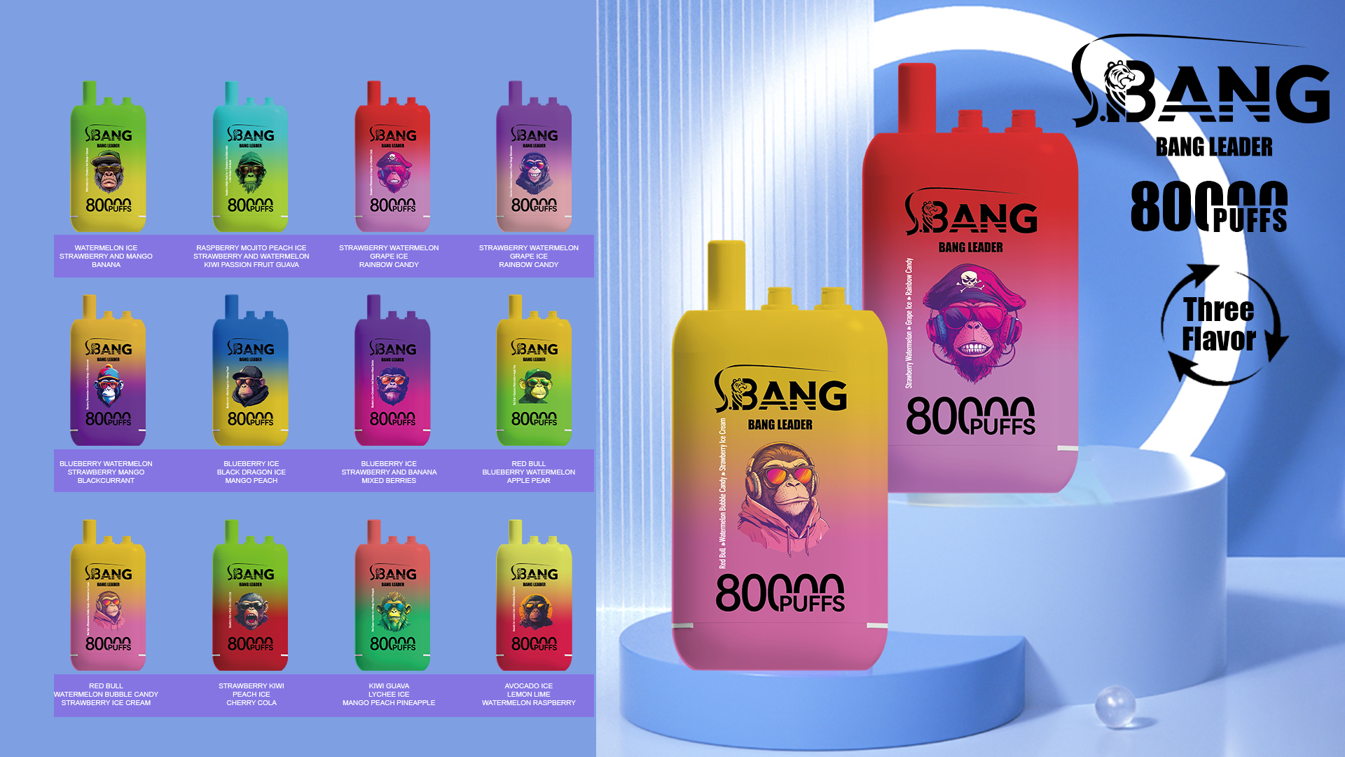 Bang Leader 80K Triple Flavor Disposable Vape – 80,000 Puffs | 3-in-1 - Image 2