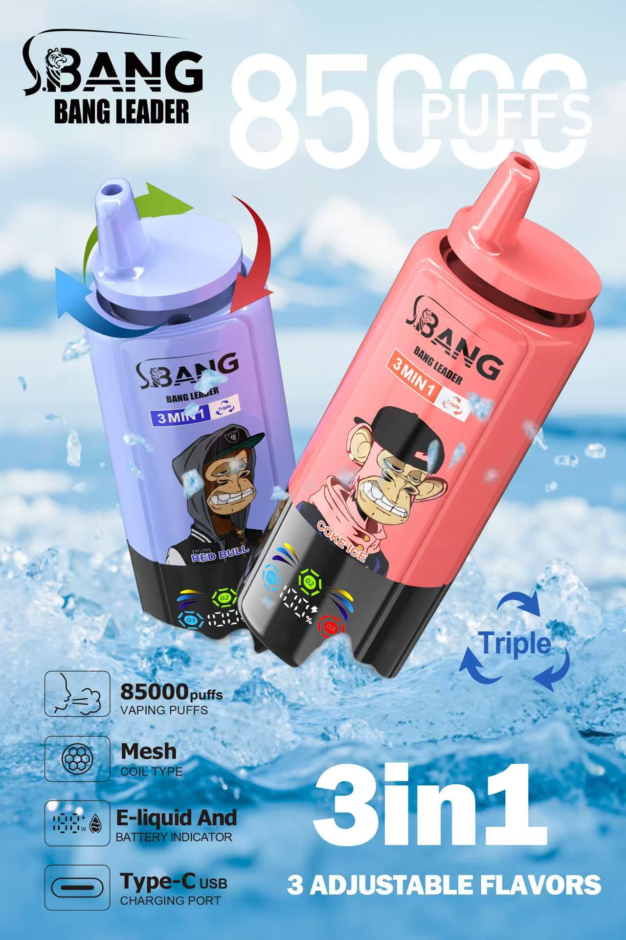Bang Leader 85K Triple Flavor Disposable Vape – 85,000 Puffs | 3-in-1